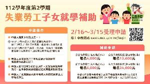 高市「失業勞工子女就學補助」開始受理申請