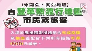 高雄登革熱新增2例境外移入個案　籲民眾有症狀主動就醫