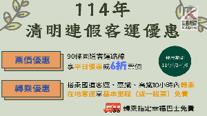 清明節連續假期　高市客運推出優惠措施