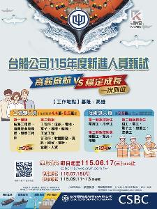 台船招募283名生力軍　起薪最高 55,000元！