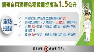 入境注意！　攜帶免稅酒類上限放寬為每人1.5公升