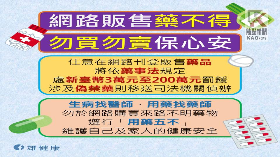 網路販售藥不得　勿買勿賣保心安