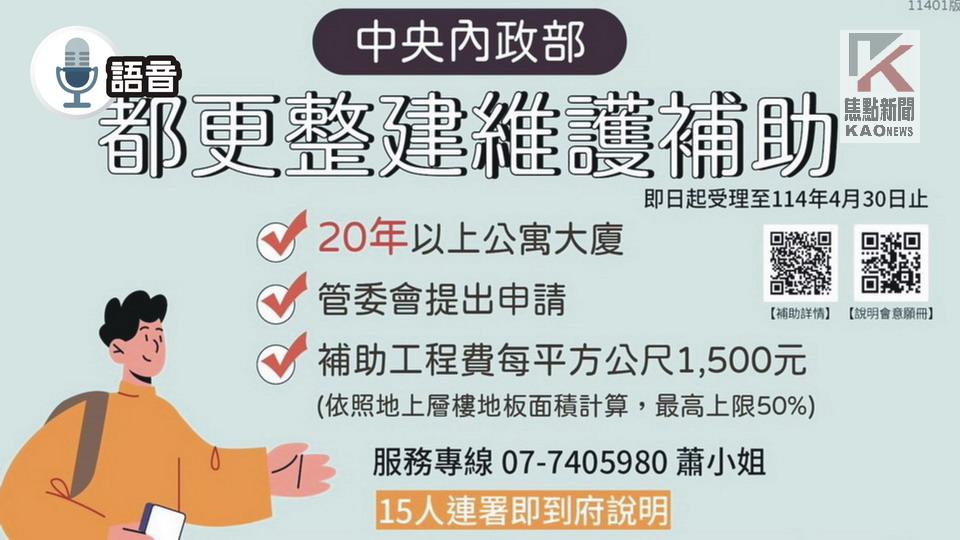 語音／高市府協力中央推動都更　都發局：最高補助800萬