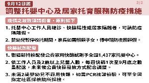 9/12起　高市調整托嬰中心及居家托育服務防疫措施